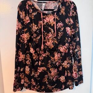 Latched Mama Black and Pink Floral Hoodie